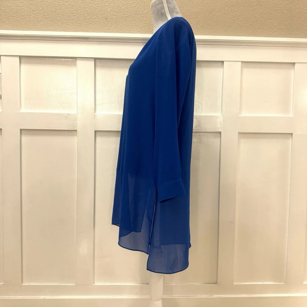 Chico’s long-form tunic split-front sheer Blouse Navy Blue Size:0